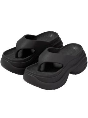Hoalox Black Platform Thong Sandals for Women size 9